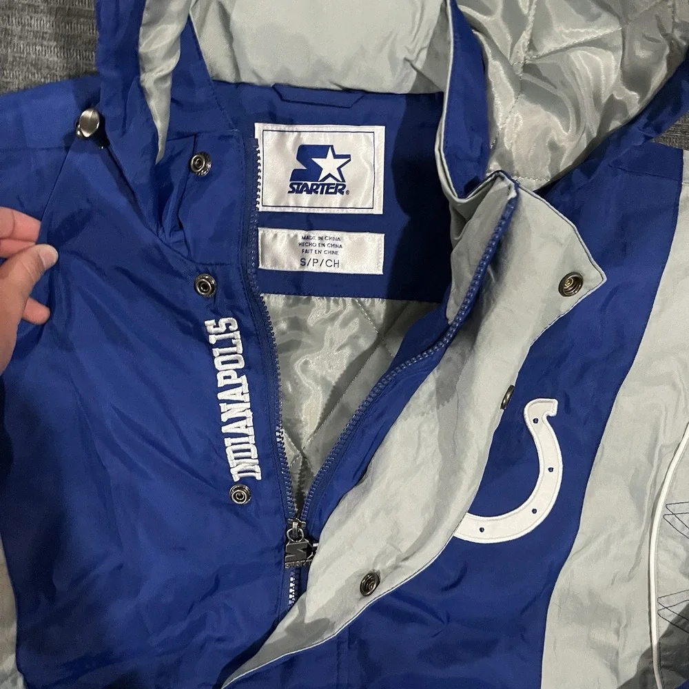 NFL Indianapolis Colts  Starter Blue/Gray Body Check Pull Over Jacket NWT large